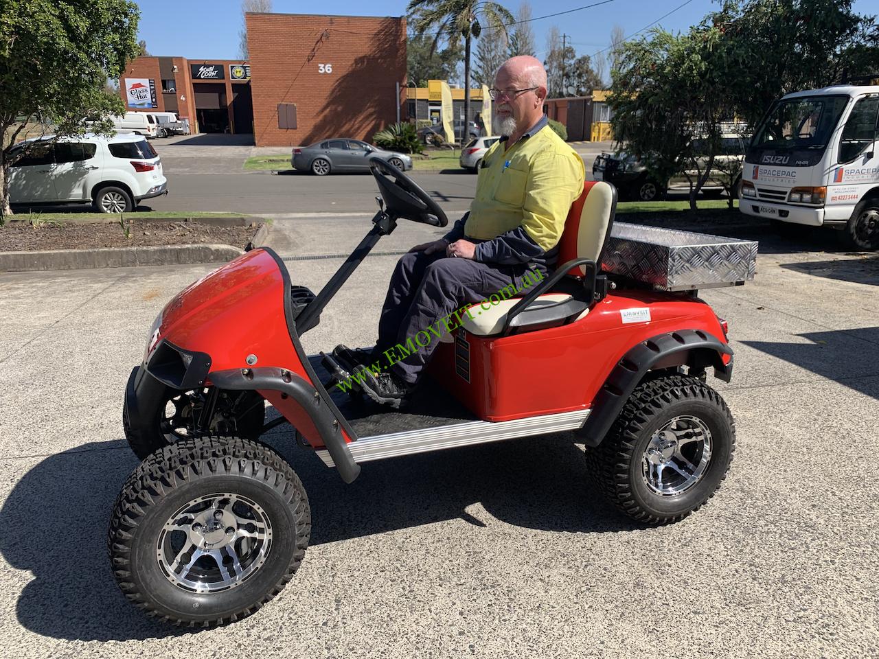 Emoveit 2-seater Battery Electric Terrain Tug with Utility Box
