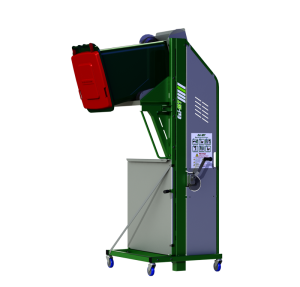 Ezi-MT Manual Bin Lifter tipping heavy bin outdoors