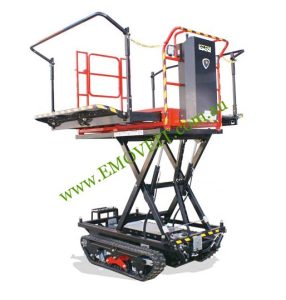 Elk Electric Vehicles track carrier transporting materials on rough terrain